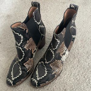 Madewell Snake Embossed Leather Block Heel Boot